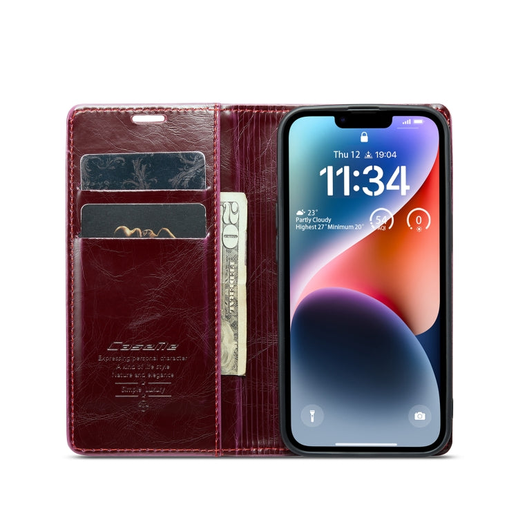 For iPhone 15 Plus CaseMe 003 Crazy Horse Texture Leather Phone Case(Red) - iPhone 15 Plus Cases by CaseMe | Online Shopping UK | buy2fix