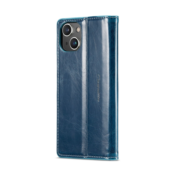 For iPhone 15 CaseMe 003 Crazy Horse Texture Leather Phone Case(Blue) - iPhone 15 Cases by CaseMe | Online Shopping UK | buy2fix