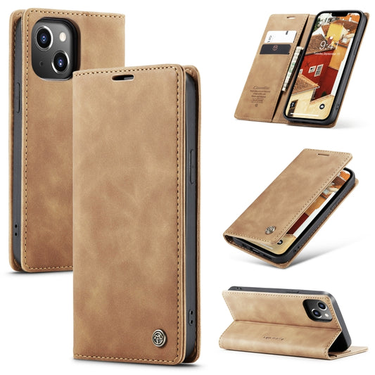 For iPhone 15 Plus CaseMe 013 Multifunctional Horizontal Flip Leather Phone Case(Brown) - iPhone 15 Plus Cases by CaseMe | Online Shopping UK | buy2fix