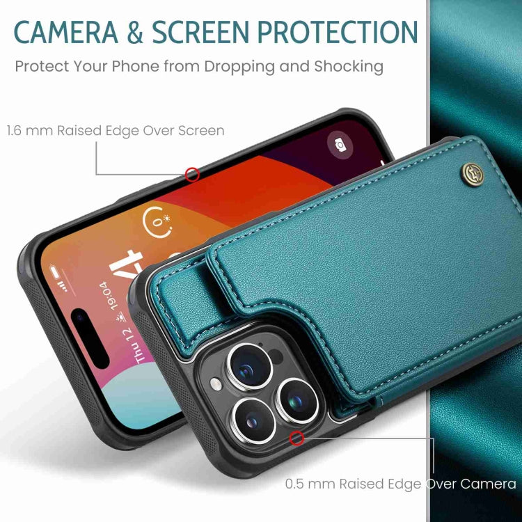 For iPhone 15 Pro CaseMe C22 Card Slots Holder RFID Anti-theft Phone Case(Blue Green) - iPhone 15 Pro Cases by CaseMe | Online Shopping UK | buy2fix