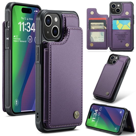 For iPhone 15 Plus CaseMe C22 Card Slots Holder RFID Anti-theft Phone Case(Purple) - iPhone 15 Plus Cases by CaseMe | Online Shopping UK | buy2fix