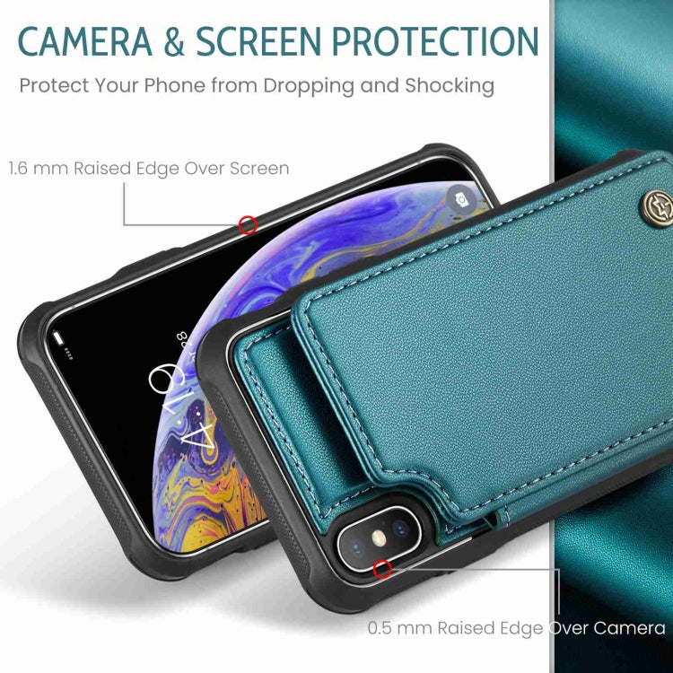 For iPhone XS Max CaseMe C22 Card Slots Holder RFID Anti-theft Phone Case(Blue Green) - More iPhone Cases by CaseMe | Online Shopping UK | buy2fix