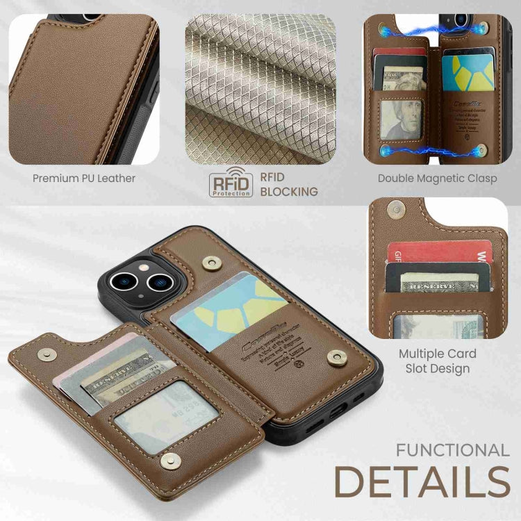 For iPhone 13 CaseMe C22 Card Slots Holder RFID Anti-theft Phone Case(Brown) - iPhone 13 Cases by CaseMe | Online Shopping UK | buy2fix