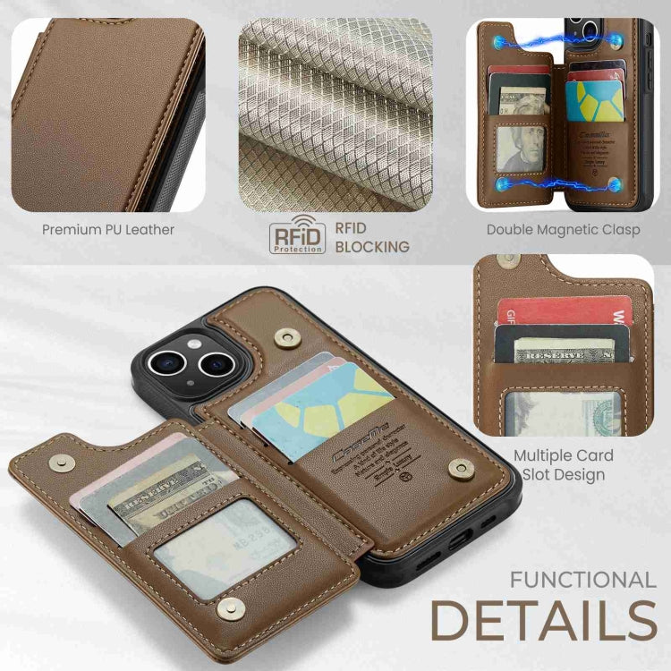 For iPhone 14 Plus CaseMe C22 Card Slots Holder RFID Anti-theft Phone Case(Brown) - iPhone 14 Plus Cases by CaseMe | Online Shopping UK | buy2fix