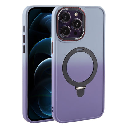 For iPhone 12 Pro Max Gradient MagSafe Holder Liquid TPU Hybrid PC Phone Case(Blue Purple) - iPhone 12 Pro Max Cases by buy2fix | Online Shopping UK | buy2fix