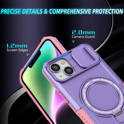 For iPhone 14 Plus Sliding Camshield Magsafe Holder TPU Hybrid PC Phone Case(Pink Purple) - iPhone 14 Plus Cases by buy2fix | Online Shopping UK | buy2fix