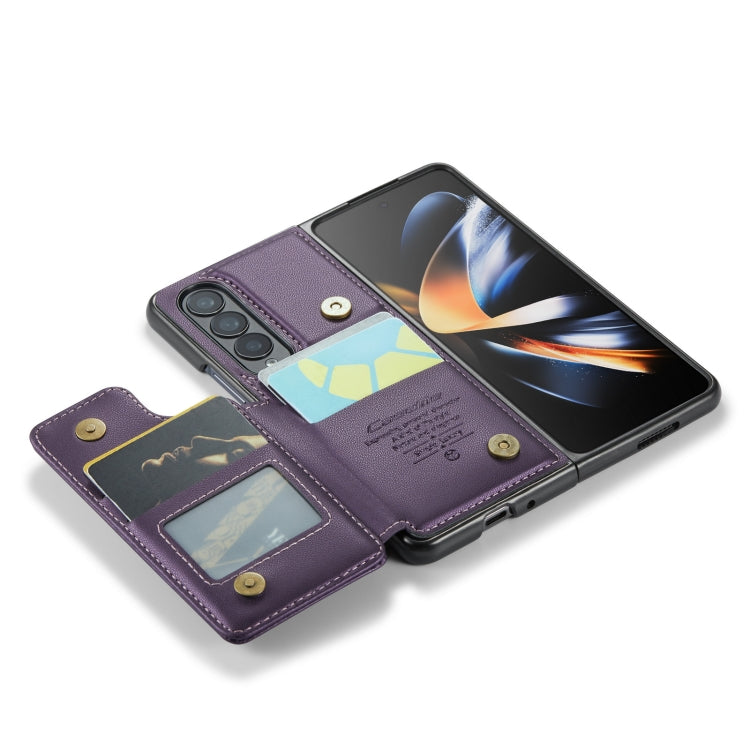 For Samsung Galaxy Z Fold4 5G CaseMe C22 PC+TPU Business Style RFID Anti-theft Leather Phone Case(Purple) - Galaxy Z Fold4 5G Cases by CaseMe | Online Shopping UK | buy2fix