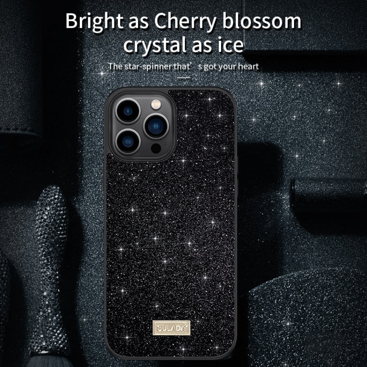 For iPhone 16 Pro SULADA Glittery PC Hybrid TPU Handmade Leather Phone Case(Black) - iPhone 16 Pro Cases by SULADA | Online Shopping UK | buy2fix