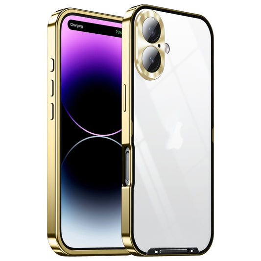 For iPhone 16 Plus Frosted Metal Phone Case(Gold) - iPhone 16 Plus Cases by buy2fix | Online Shopping UK | buy2fix