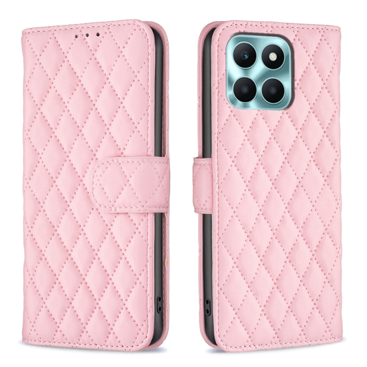 For Honor X6a Diamond Lattice Wallet Flip Leather Phone Case(Pink) - Honor Cases by buy2fix | Online Shopping UK | buy2fix