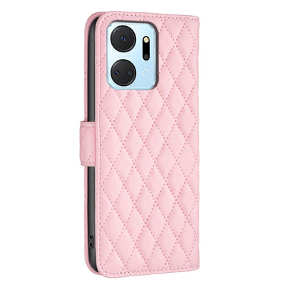 For Honor X7a Diamond Lattice Wallet Flip Leather Phone Case(Pink) - Honor Cases by buy2fix | Online Shopping UK | buy2fix