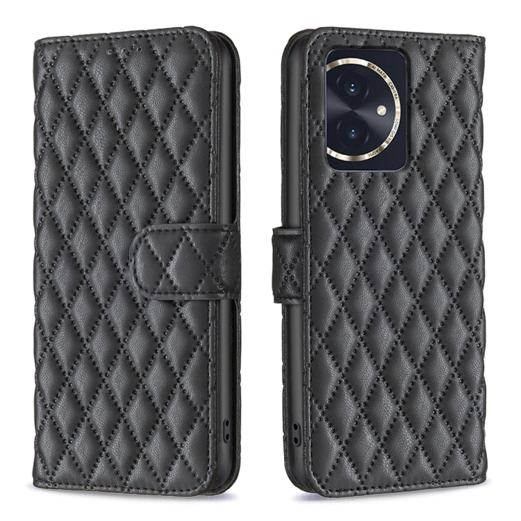 For Honor 100 Diamond Lattice Wallet Flip Leather Phone Case(Black) - Honor Cases by buy2fix | Online Shopping UK | buy2fix