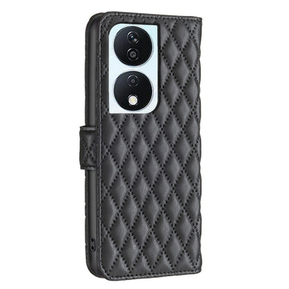 For Honor X7b Diamond Lattice Wallet Flip Leather Phone Case(Black) - Honor Cases by buy2fix | Online Shopping UK | buy2fix