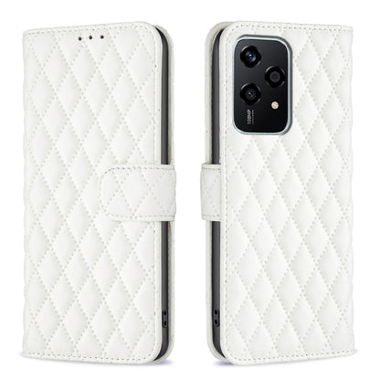 For Honor 200 Lite Global Diamond Lattice Wallet Flip Leather Phone Case(White) - Honor Cases by buy2fix | Online Shopping UK | buy2fix