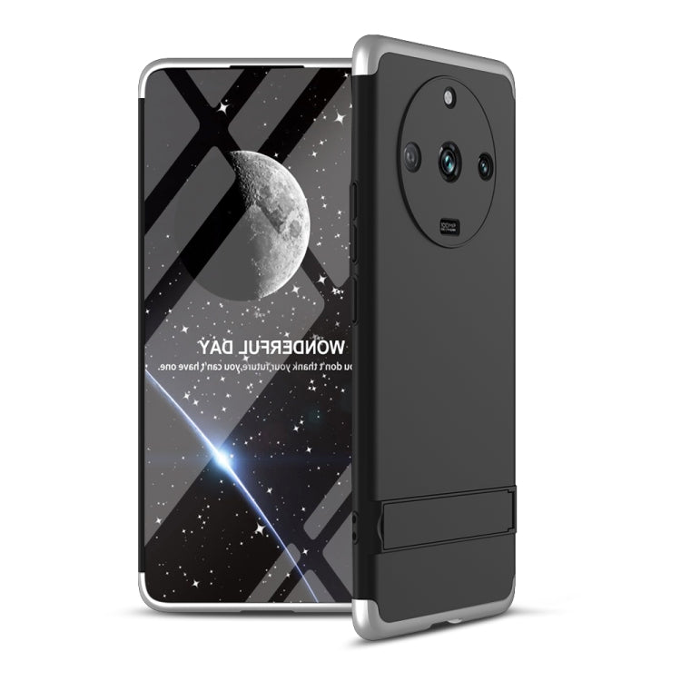 For Realme 11 Pro / 11 Pro+ GKK Three Stage Splicing Full Coverage PC Phone Case with Stand(Black Silver) - Realme Cases by GKK | Online Shopping UK | buy2fix