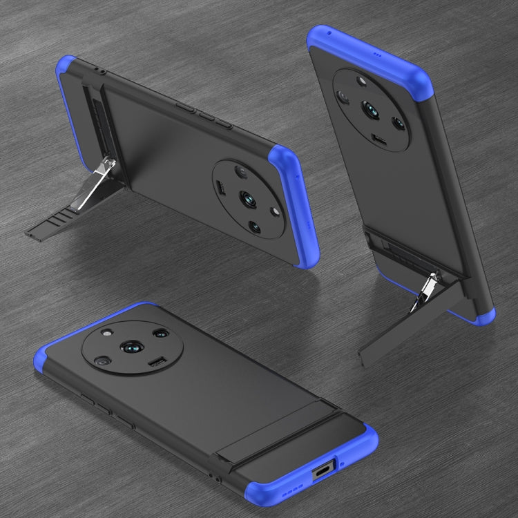 For Realme 11 Pro / 11 Pro+ GKK Three Stage Splicing Full Coverage PC Phone Case with Stand(Black Blue) - Realme Cases by GKK | Online Shopping UK | buy2fix