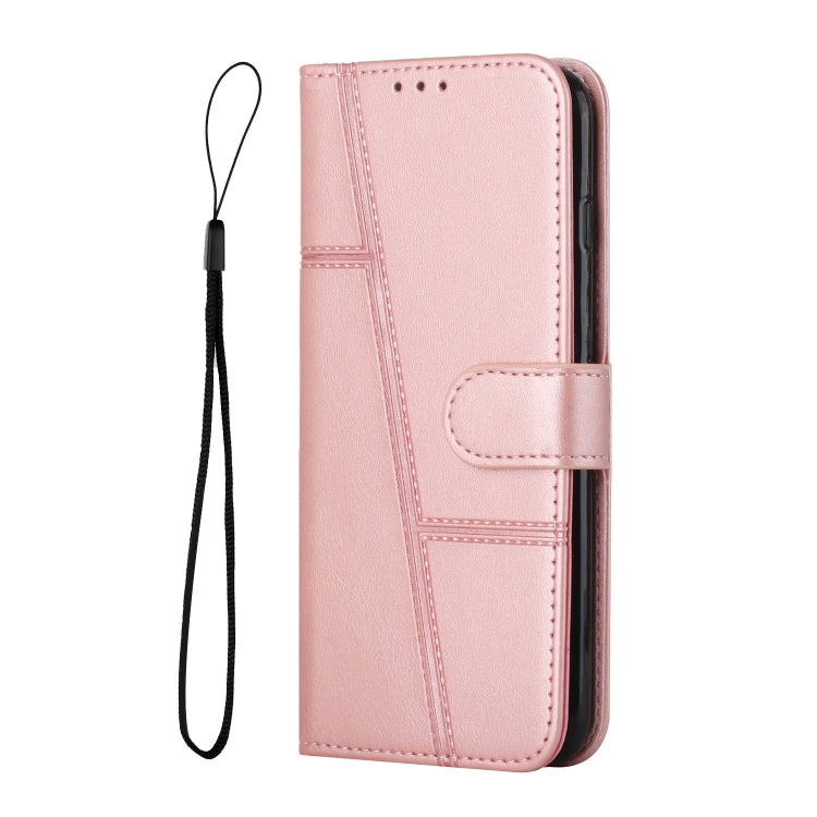 For Motorola Moto G Play 5G 2024/G 5G 2024 Stitching Calf Texture Buckle Leather Phone Case(Rose Gold) - Motorola Cases by buy2fix | Online Shopping UK | buy2fix