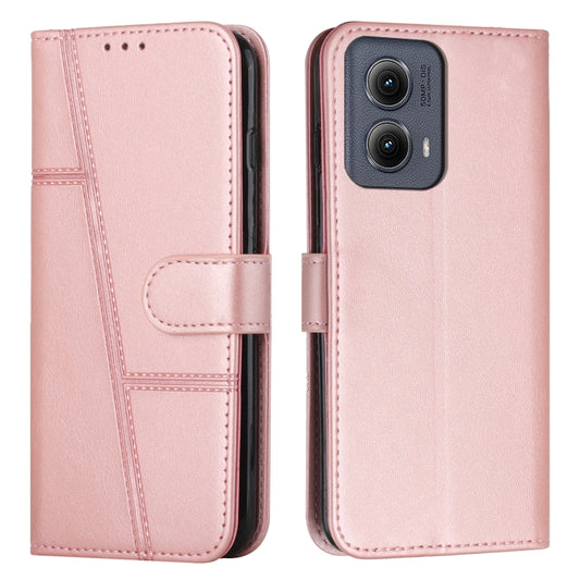 For Motorola Edge 2024 Stitching Calf Texture Buckle Leather Phone Case(Rose Gold) - Motorola Cases by buy2fix | Online Shopping UK | buy2fix