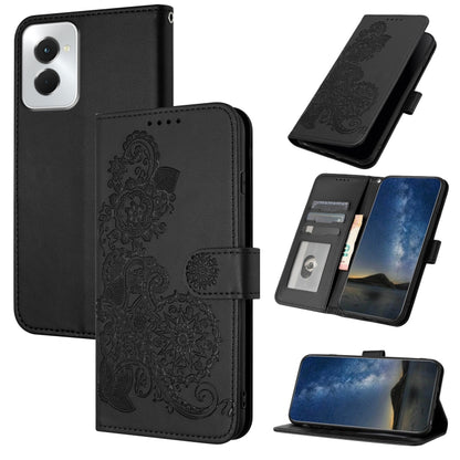 For Motorola Moto G Power 5G 2024 Datura Flower Embossed Flip Leather Phone Case(Black) - Motorola Cases by buy2fix | Online Shopping UK | buy2fix