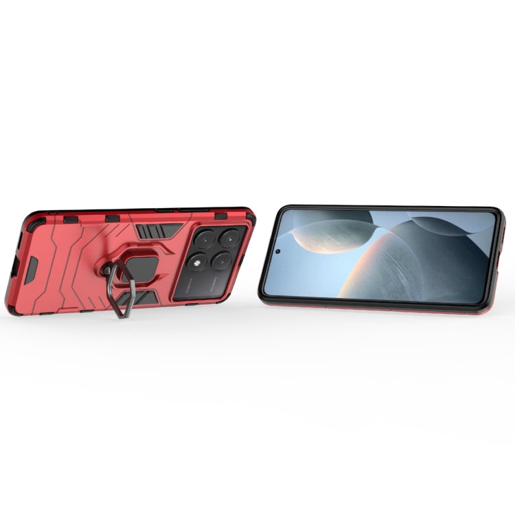 For Xiaomi Redmi K70E Shockproof PC + TPU Holder Phone Case(Red) - K70E Cases by buy2fix | Online Shopping UK | buy2fix