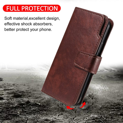 For iPhone 16 Pro Tri-Fold 9-Card Wallets Leather Phone Case(Brown) - iPhone 16 Pro Cases by buy2fix | Online Shopping UK | buy2fix