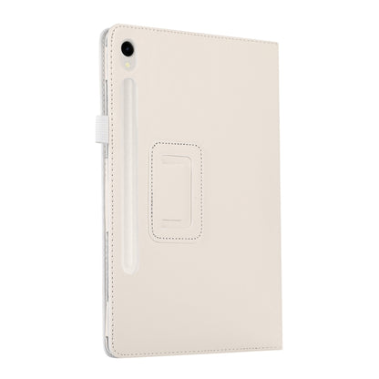 For Samsung Galaxy Tab S9+ Litchi Texture Leather Tablet Case with Holder(White) - Other Galaxy Tab PC by buy2fix | Online Shopping UK | buy2fix