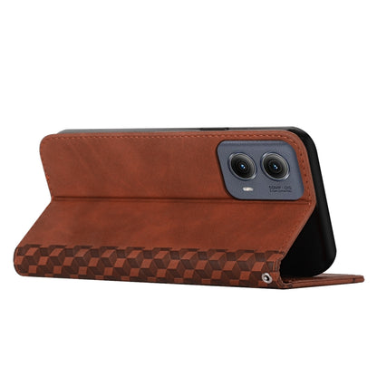 For Motorola Edge 2024 Diamond Splicing Skin Feel Magnetic Leather Phone Case(Brown) - Motorola Cases by buy2fix | Online Shopping UK | buy2fix