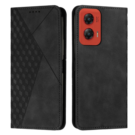 For Motorola Moto G Stylus 5G 2024 Diamond Splicing Skin Feel Magnetic Leather Phone Case(Black) - Motorola Cases by buy2fix | Online Shopping UK | buy2fix