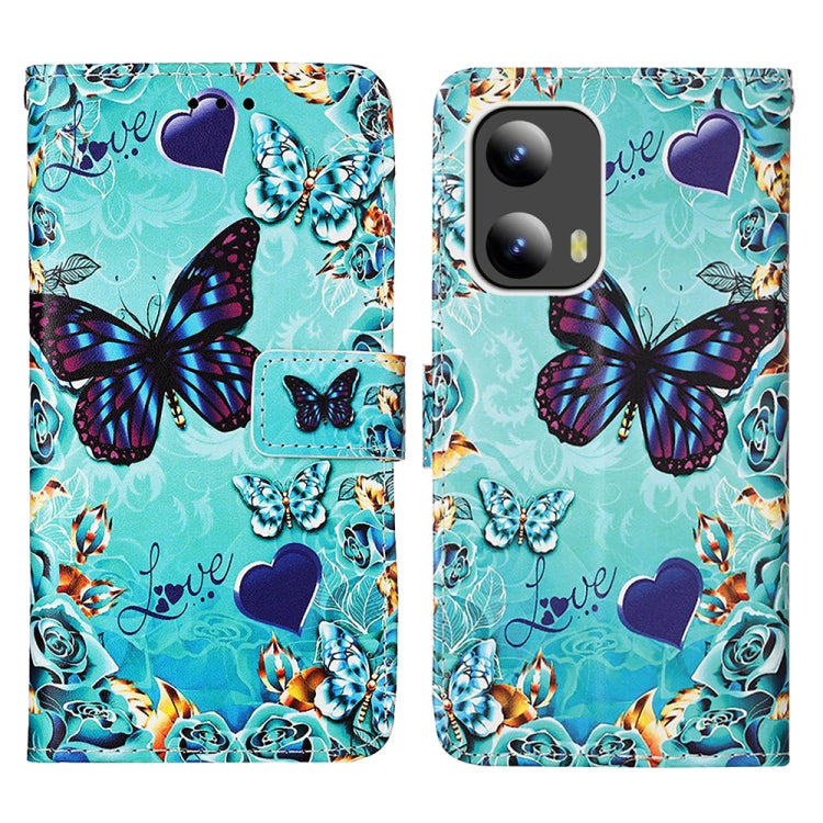 For Motorola Moto G Play 5G 2024 Colored Drawing Pattern Plain Weave Leather Phone Case(Caring Butterfly) - Motorola Cases by buy2fix | Online Shopping UK | buy2fix