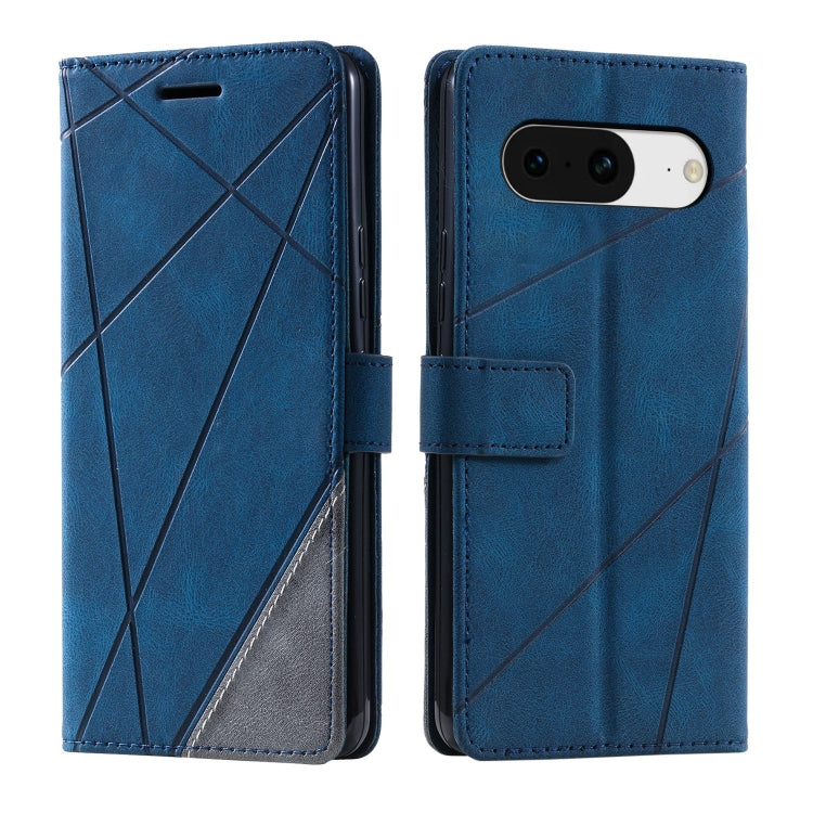 For Google Pixel 9 Skin Feel Splicing Leather Phone Case(Blue) - Google Cases by buy2fix | Online Shopping UK | buy2fix