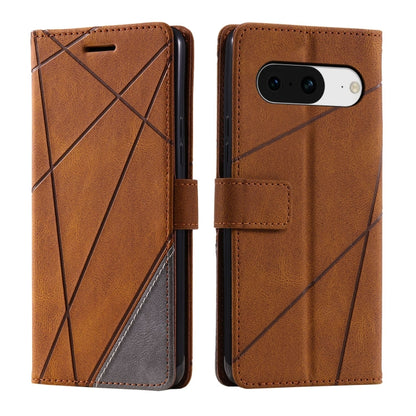 For Google Pixel 9 Skin Feel Splicing Leather Phone Case(Brown) - Google Cases by buy2fix | Online Shopping UK | buy2fix