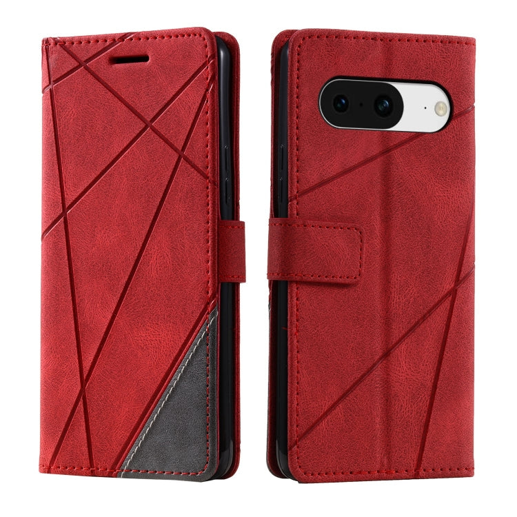 For Google Pixel 9 Skin Feel Splicing Leather Phone Case(Red) - Google Cases by buy2fix | Online Shopping UK | buy2fix