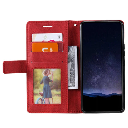 For Google Pixel 9 Skin Feel Splicing Leather Phone Case(Red) - Google Cases by buy2fix | Online Shopping UK | buy2fix