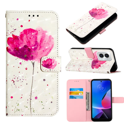 For Motorola Moto G Play 4G 2024 3D Painting Horizontal Flip Leather Phone Case(Flower) - Motorola Cases by buy2fix | Online Shopping UK | buy2fix