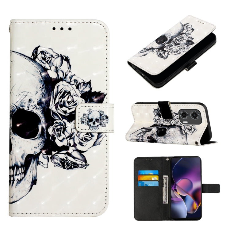 For Motorola Moto G Stylus 5G 2024 3D Painting Horizontal Flip Leather Phone Case(Skull) - Motorola Cases by buy2fix | Online Shopping UK | buy2fix