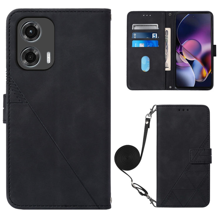 For Motorola Moto G Stylus 5G 2024 Crossbody 3D Embossed Flip Leather Phone Case(Black) - Motorola Cases by buy2fix | Online Shopping UK | buy2fix