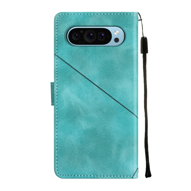 For Google Pixel 9 / 9 Pro Skin-feel Embossed Leather Phone Case(Green) - Google Cases by buy2fix | Online Shopping UK | buy2fix