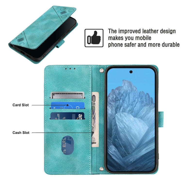 For Google Pixel 9 / 9 Pro Skin-feel Embossed Leather Phone Case(Green) - Google Cases by buy2fix | Online Shopping UK | buy2fix