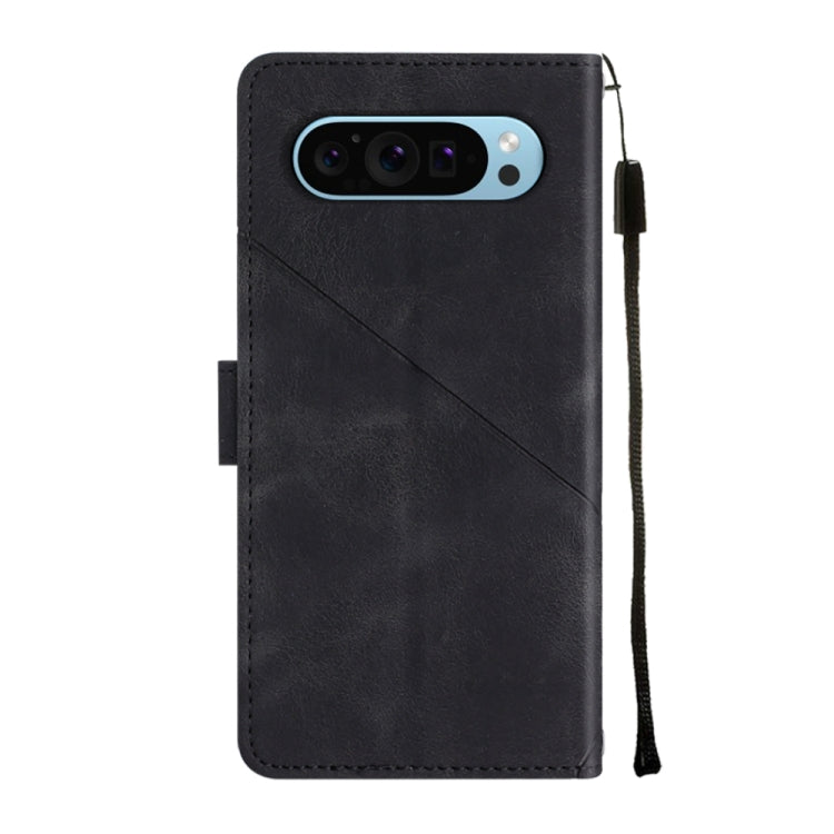 For Google Pixel 9 / 9 Pro Skin-feel Embossed Leather Phone Case(Black) - Google Cases by buy2fix | Online Shopping UK | buy2fix