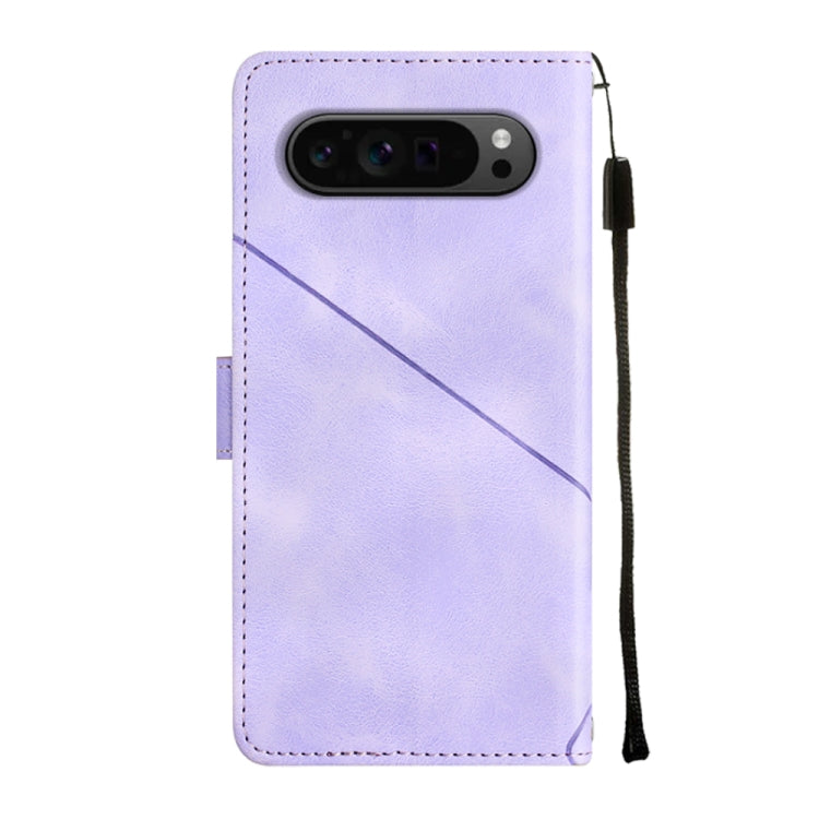 For Google Pixel 9 Pro XL Skin-feel Embossed Leather Phone Case(Light Purple) - Google Cases by buy2fix | Online Shopping UK | buy2fix