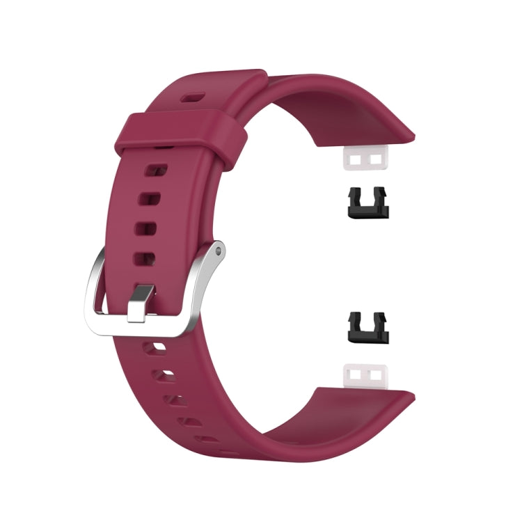 For Huawei Watch Fit Special Edition Silicone Silver Steel Buckle Watch Band(Wine Red) - Watch Bands by buy2fix | Online Shopping UK | buy2fix