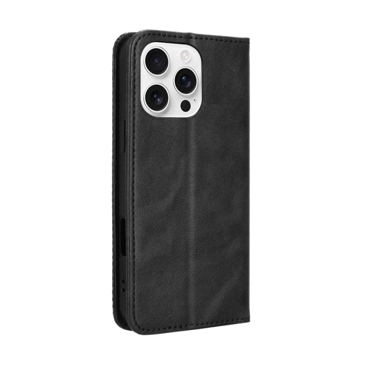 For iPhone 16 Pro Max Magnetic Buckle Retro Texture Leather Phone Case(Black) - iPhone 16 Pro Max Cases by buy2fix | Online Shopping UK | buy2fix