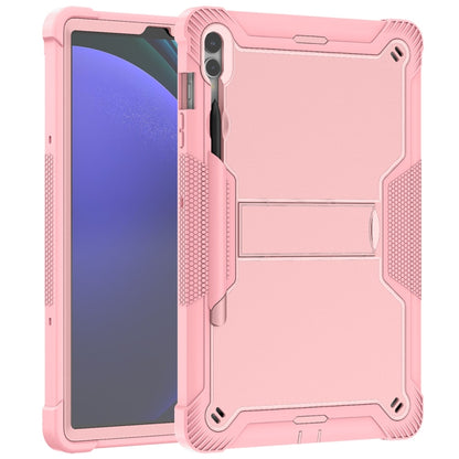 For Samsung Galaxy Tab S9+ Shockproof Silicone Hybrid PC Tablet Case with Holder(Rose Gold) - Galaxy Tab S9+ Cases by buy2fix | Online Shopping UK | buy2fix