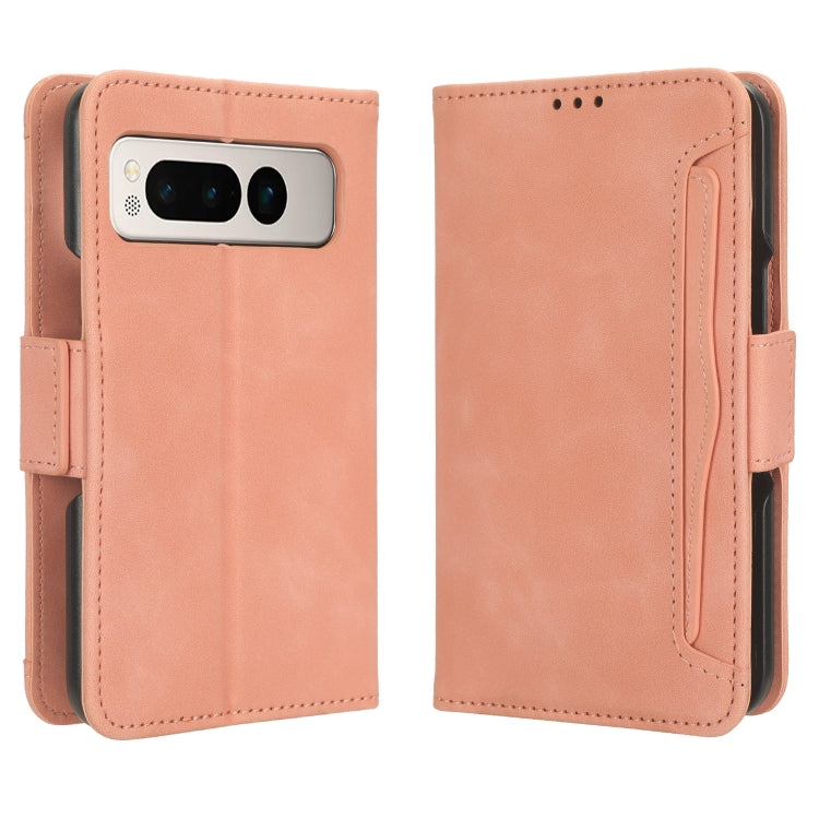 For Google Pixel Fold Skin Feel Calf Texture Card Slots Leather Phone Case(Pink) - Google Cases by buy2fix | Online Shopping UK | buy2fix