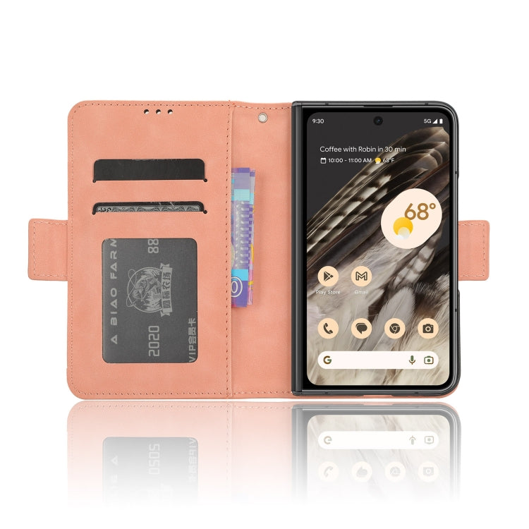 For Google Pixel Fold Skin Feel Calf Texture Card Slots Leather Phone Case(Pink) - Google Cases by buy2fix | Online Shopping UK | buy2fix