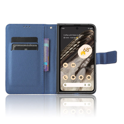 For Google Pixel Fold Diamond Texture Leather Phone Case(Blue) - Google Cases by buy2fix | Online Shopping UK | buy2fix