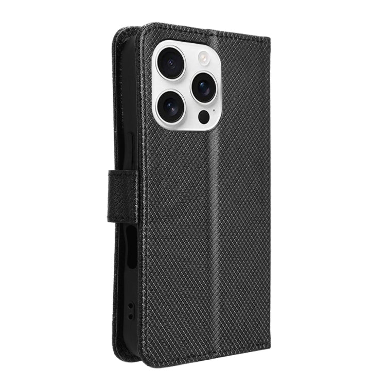 For iPhone 16 Pro Diamond Texture Leather Phone Case(Black) - iPhone 16 Pro Cases by buy2fix | Online Shopping UK | buy2fix