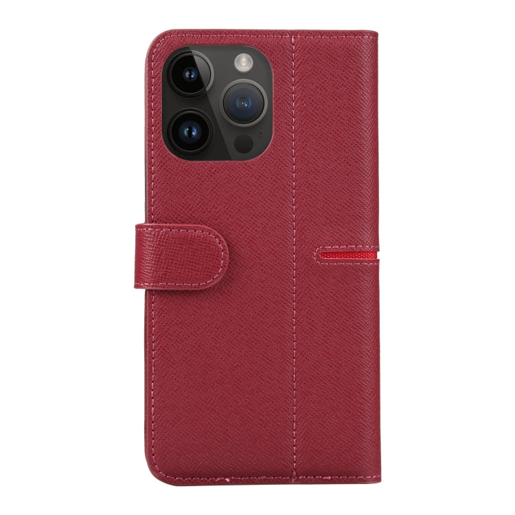 For iPhone 15 Pro Max GEBEI Top-grain Horizontal Flip Leather Phone Case(Wine Red) - iPhone 15 Pro Max Cases by GEBEI | Online Shopping UK | buy2fix