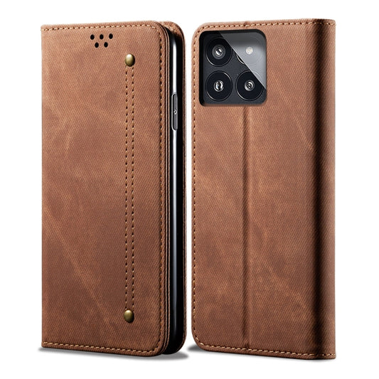 For Xiaomi Redmi K70/K70 Pro Denim Texture Casual Style Horizontal Flip Leather Case(Brown) - K70 Pro Cases by buy2fix | Online Shopping UK | buy2fix