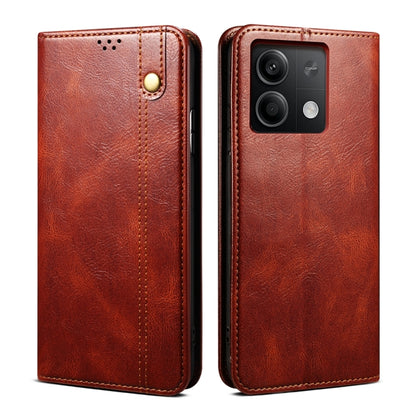 For Xiaomi Redmi 13C 5G Global Oil Wax Crazy Horse Texture Leather Phone Case(Brown) - 13C Cases by buy2fix | Online Shopping UK | buy2fix